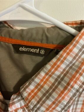 Retro Element Orange and Tan Plaid Button-Down Shirt 100% cotton
